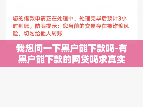 我想问一下黑户能下款吗-有黑户能下款的网贷吗求真实