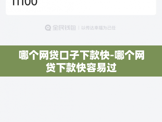 哪个网贷口子下款快-哪个网贷下款快容易过