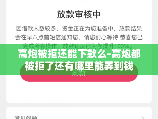 高炮被拒还能下款么-高炮都被拒了还有哪里能弄到钱