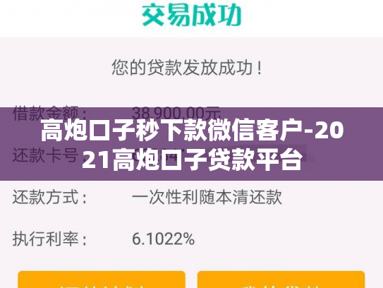 高炮口子秒下款微信客户-2021高炮口子贷款平台