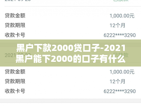 黑户下款2000贷口子-2021黑户能下2000的口子有什么