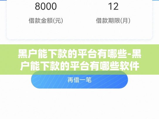 黑户能下款的平台有哪些-黑户能下款的平台有哪些软件