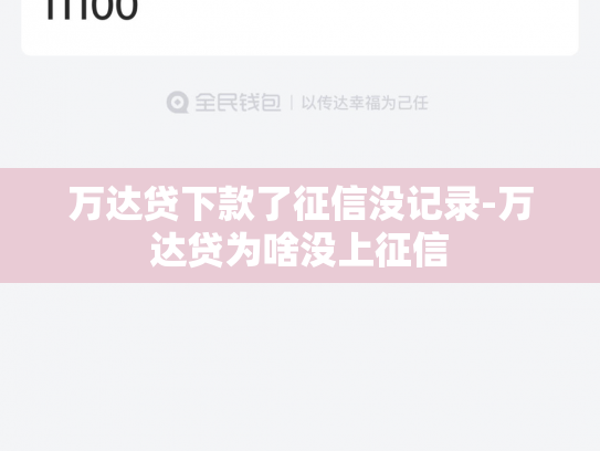 万达贷下款了征信没记录-万达贷为啥没上征信