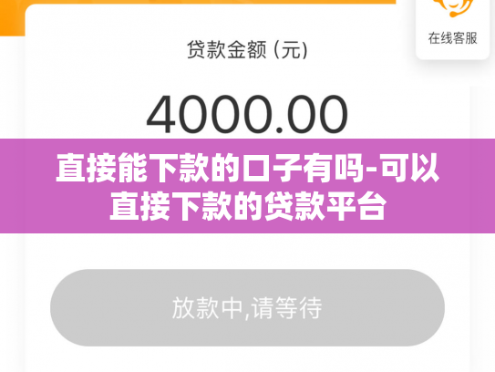 直接能下款的口子有吗-可以直接下款的贷款平台