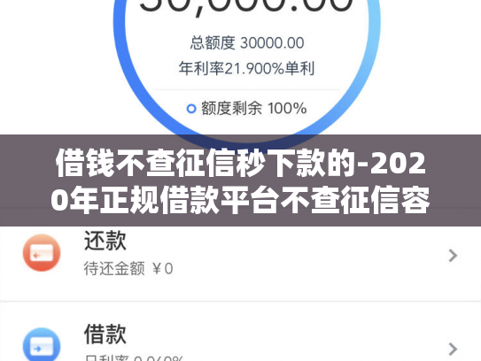 借钱不查征信秒下款的-2020年正规借款平台不查征信容易通过