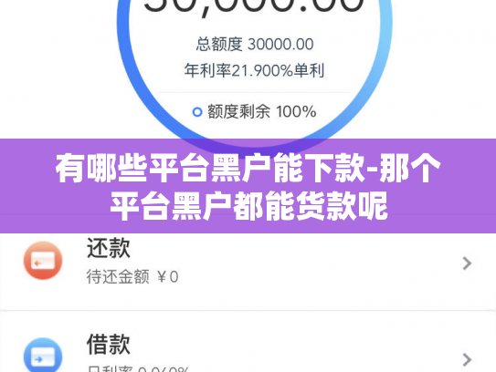 有哪些平台黑户能下款-那个平台黑户都能货款呢