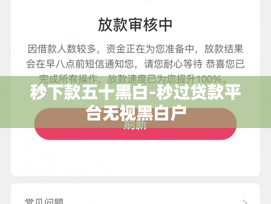 秒下款五十黑白-秒过贷款平台无视黑白户