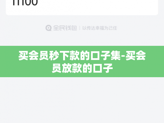 买会员秒下款的口子集-买会员放款的口子