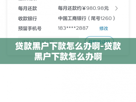 贷款黑户下款怎么办啊-贷款黑户下款怎么办啊