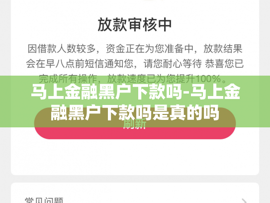 马上金融黑户下款吗-马上金融黑户下款吗是真的吗