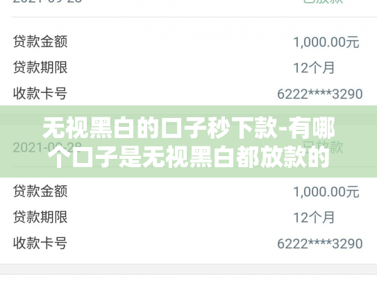 无视黑白的口子秒下款-有哪个口子是无视黑白都放款的