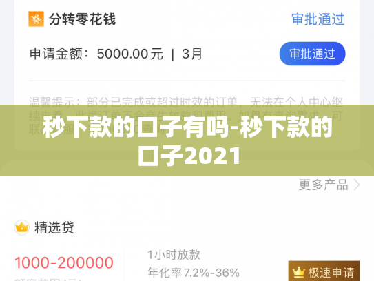 秒下款的口子有吗-秒下款的口子2021