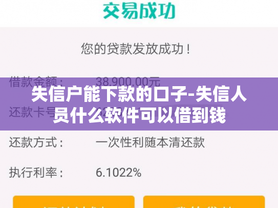 失信户能下款的口子-失信人员什么软件可以借到钱