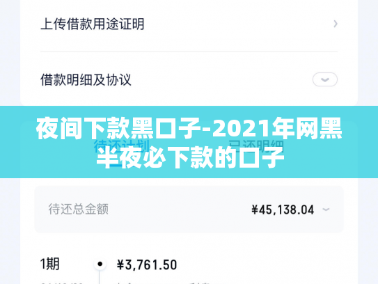 夜间下款黑口子-2021年网黑半夜必下款的口子