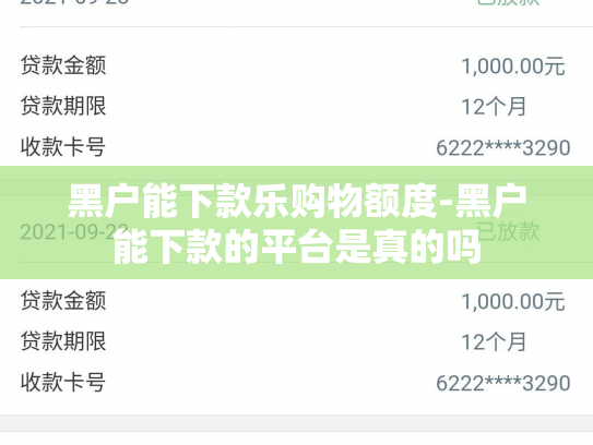 黑户能下款乐购物额度-黑户能下款的平台是真的吗