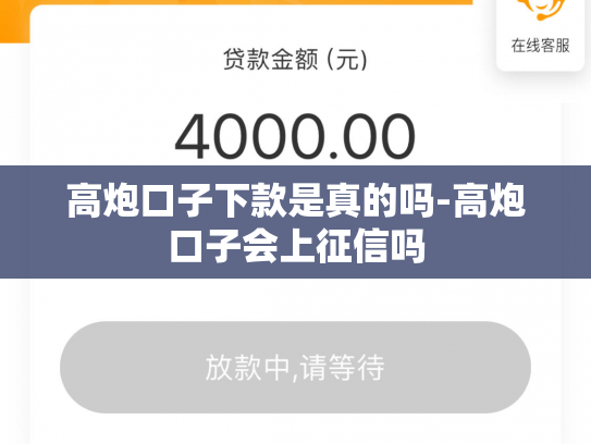 高炮口子下款是真的吗-高炮口子会上征信吗