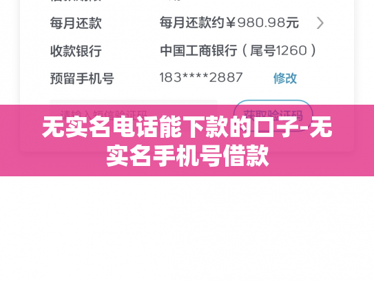 无实名电话能下款的口子-无实名手机号借款