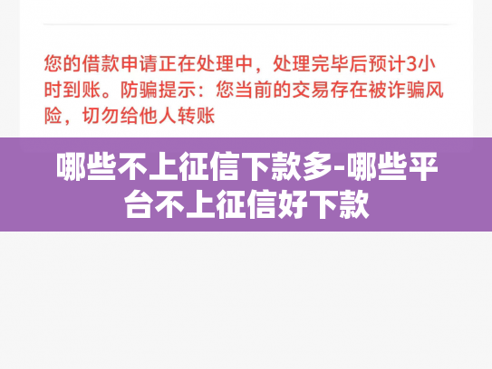 哪些不上征信下款多-哪些平台不上征信好下款
