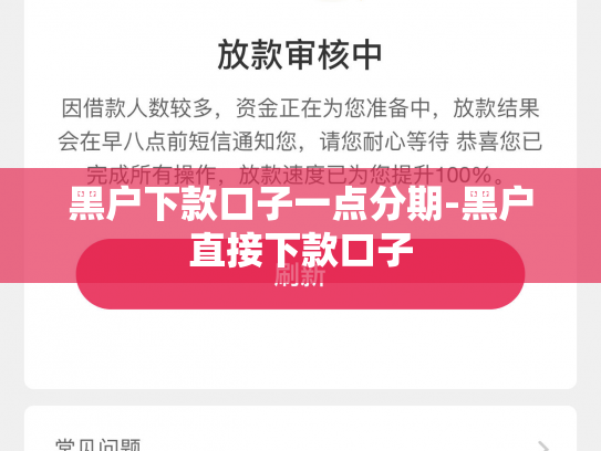 黑户下款口子一点分期-黑户直接下款口子