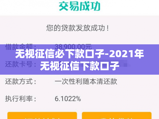 无视征信必下款口子-2021年无视征信下款口子
