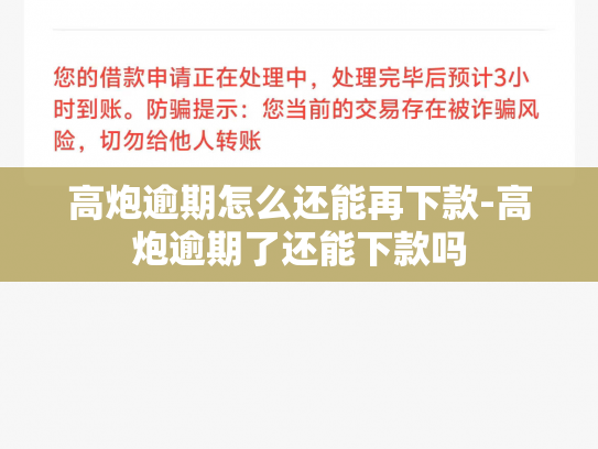 高炮逾期怎么还能再下款-高炮逾期了还能下款吗