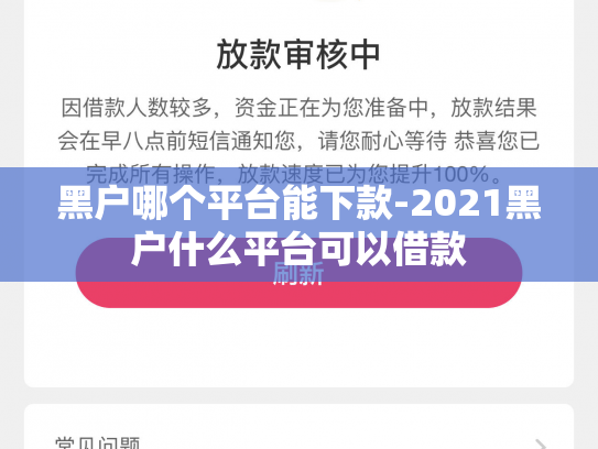 黑户哪个平台能下款-2021黑户什么平台可以借款