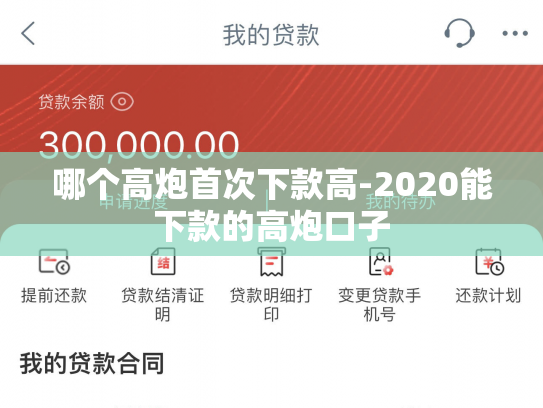 哪个高炮首次下款高-2020能下款的高炮口子