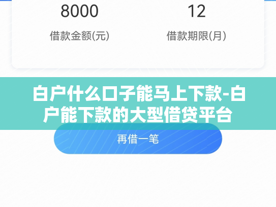 白户什么口子能马上下款-白户能下款的大型借贷平台