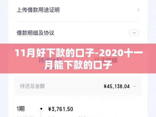 11月好下款的口子-2020十一月能下款的口子