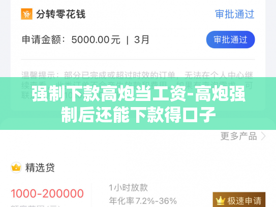 强制下款高炮当工资-高炮强制后还能下款得口子