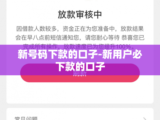 新号码下款的口子-新用户必下款的口子