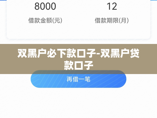 双黑户必下款口子-双黑户贷款口子