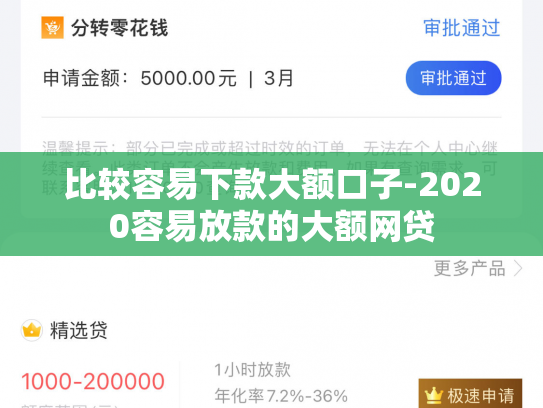 比较容易下款大额口子-2020容易放款的大额网贷