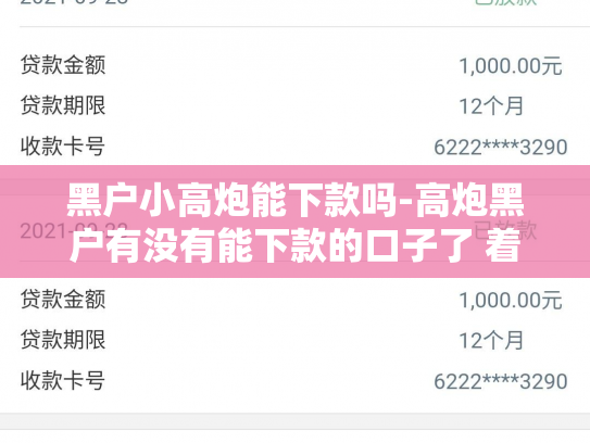 黑户小高炮能下款吗-高炮黑户有没有能下款的口子了 着急用钱