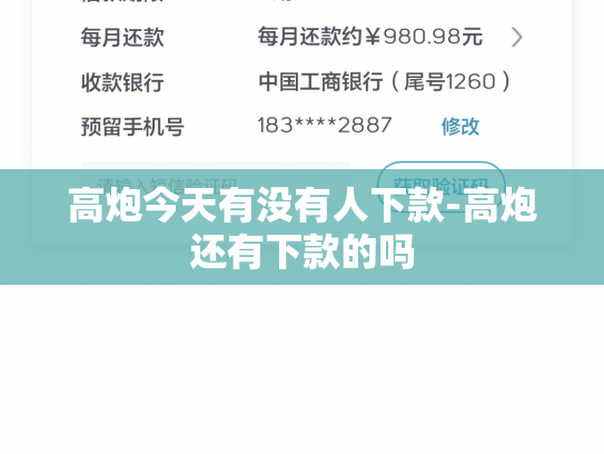 高炮今天有没有人下款-高炮还有下款的吗