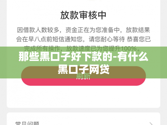 那些黑口子好下款的-有什么黑口子网贷
