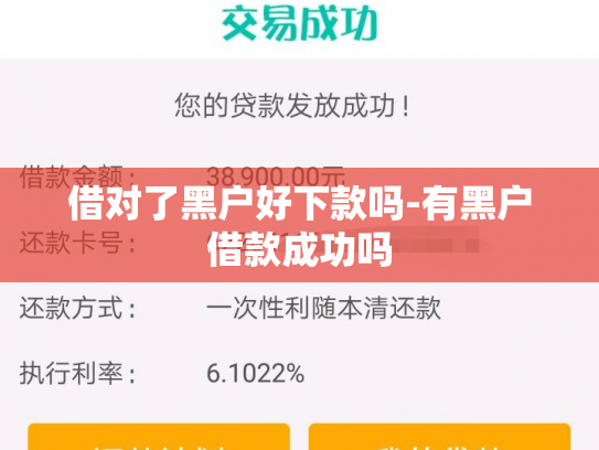 借对了黑户好下款吗-有黑户借款成功吗