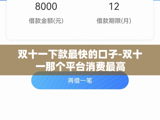 双十一下款最快的口子-双十一那个平台消费最高