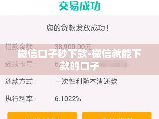 微信口子秒下款-微信就能下款的口子