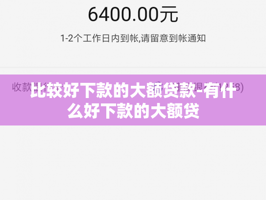 比较好下款的大额贷款-有什么好下款的大额贷