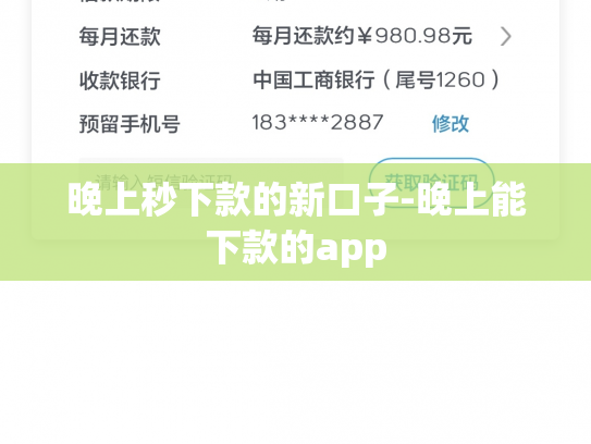 晚上秒下款的新口子-晚上能下款的app
