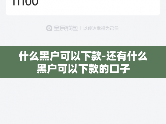 什么黑户可以下款-还有什么黑户可以下款的口子