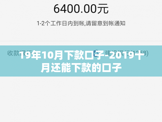 19年10月下款口子-2019十月还能下款的口子