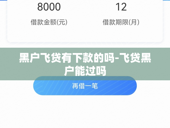 黑户飞贷有下款的吗-飞贷黑户能过吗