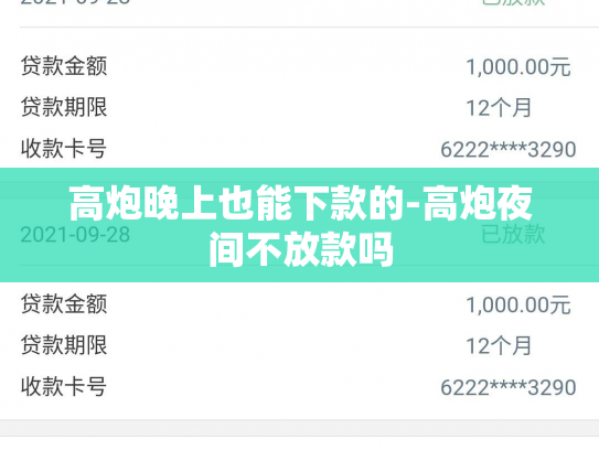 高炮晚上也能下款的-高炮夜间不放款吗
