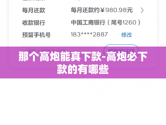 那个高炮能真下款-高炮必下款的有哪些