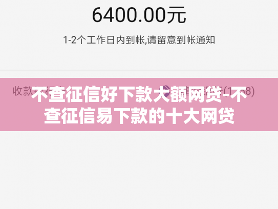不查征信好下款大额网贷-不查征信易下款的十大网贷