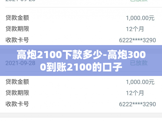 高炮2100下款多少-高炮3000到账2100的口子