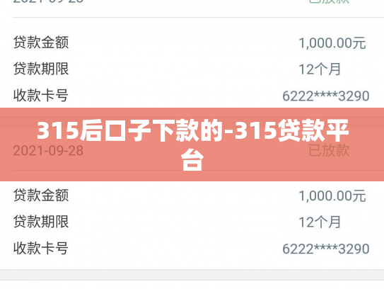315后口子下款的-315贷款平台