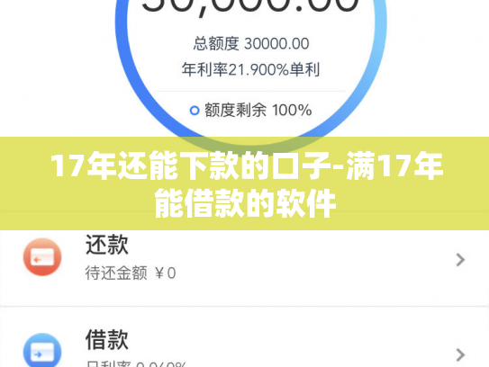 17年还能下款的口子-满17年能借款的软件